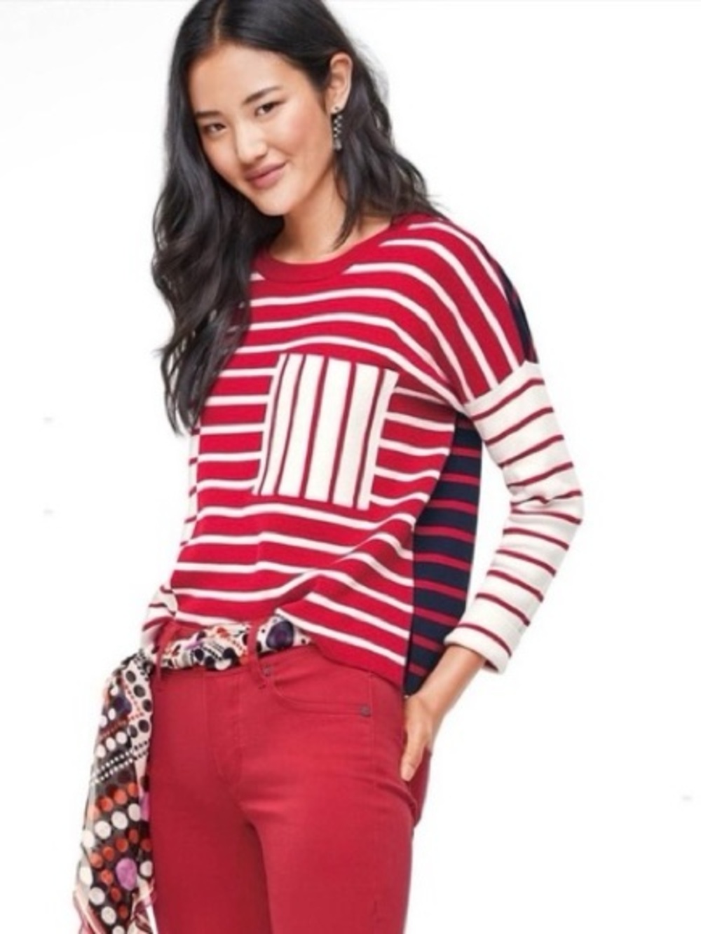 Cabi Stripe Boxy Pullover Sweater Sz M
Knit Preppy Cozy Fall Relax Fit